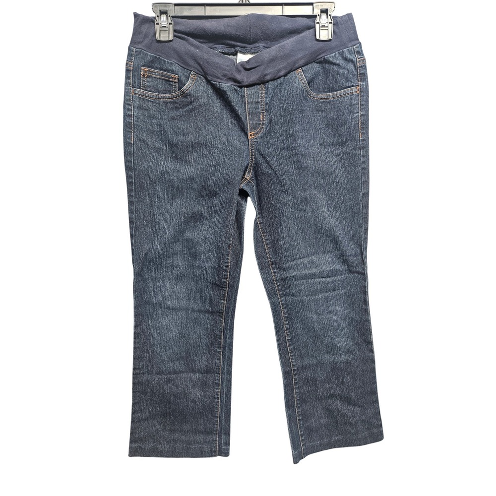 Announcements Maternity Dark Wash Cropped Jeans Small 4/6 Blue Stretch Denim